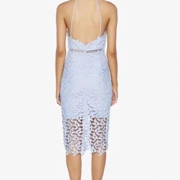Bardot Gemma Dusty Blue Nee with tags Elegant Lace Halter Dress in - Picture 2 of 3